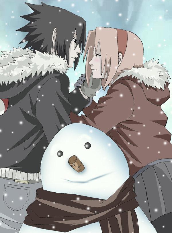 Sasuke and Sakura and the Snowman!